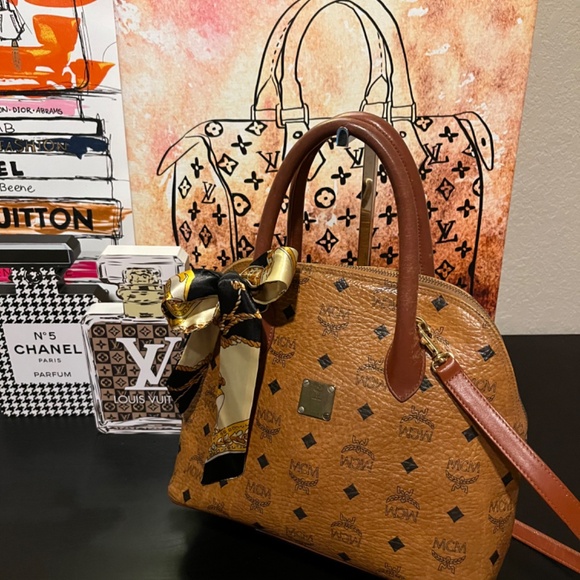 MCM Handbags - MCM Authentic Alma Visetos Cognac 2 Way Shoulder Bag made in Germany